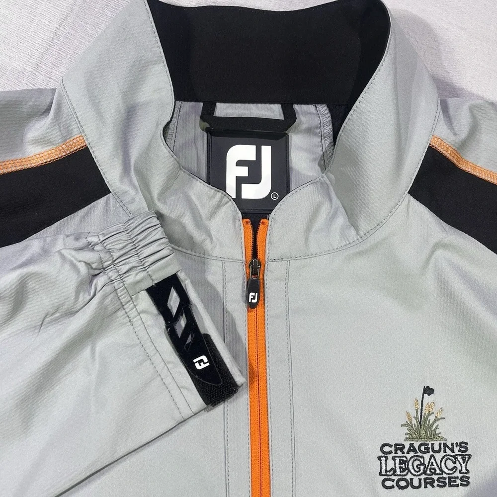 FootJoy Golf Windbreaker Jacket Mens Large Grey Black‎ Pullover 1/4 Zip Cragun's